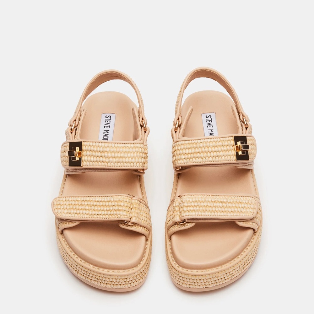 Steve Madden Beige Braided Platform Sandals - Picture 3 of 8